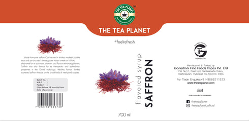 The Tea Planet Saffron Syrup  700 ml